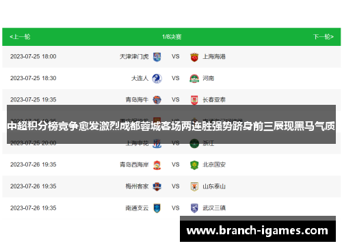 中超积分榜竞争愈发激烈成都蓉城客场两连胜强势跻身前三展现黑马气质